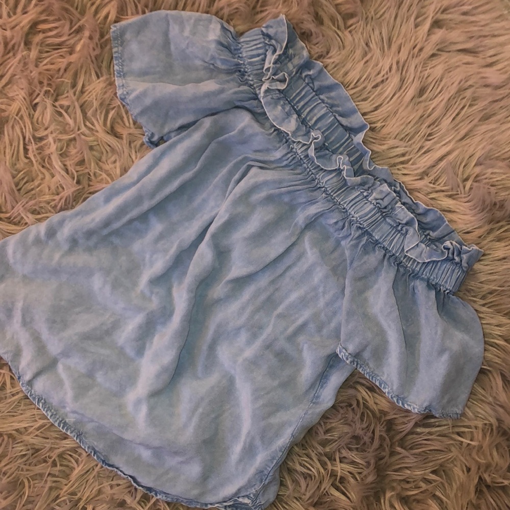 Light blue off the shoulder top